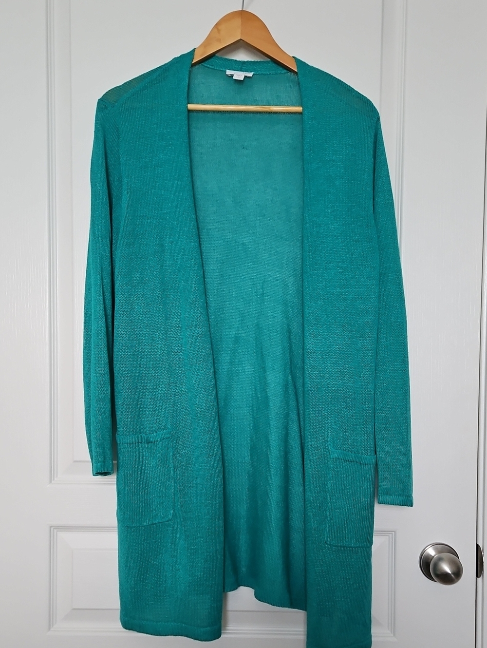 J. Jill Teal Open-Front Long Cardigan, Petite Large